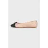 Two-tone leather ballet flats with tag