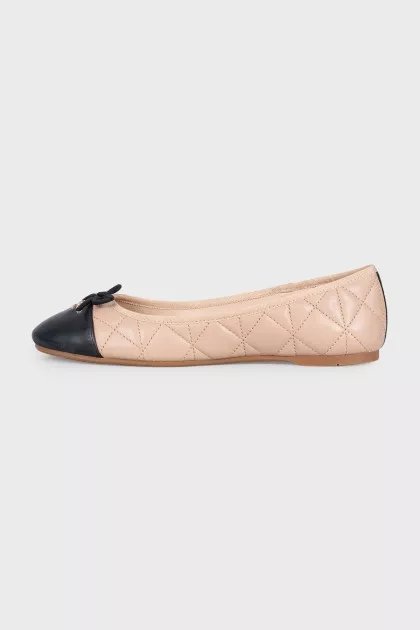 Two-tone leather ballet flats with tag