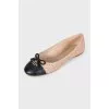 Two-tone leather ballet flats with tag