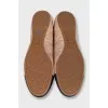 Two-tone leather ballet flats with tag