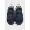 Men's blue suede sneakers with a print