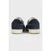 Men's blue suede sneakers with a print