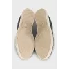 Men's blue suede sneakers with a print