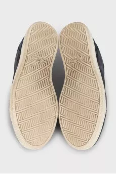 Men's blue suede sneakers with a print