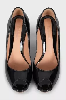 Black shoes with decorated heels