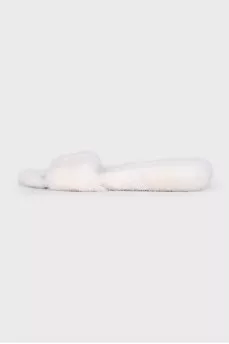 White mink fur flip-flops
