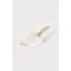 White mink fur flip-flops