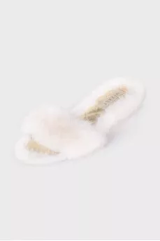 White mink fur flip-flops