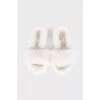 White mink fur flip-flops
