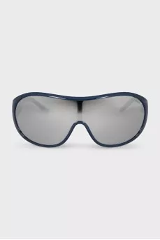Blue sunglasses mask with mirrored lenses