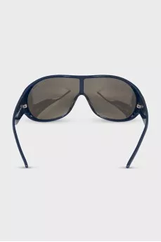 Blue sunglasses mask with mirrored lenses