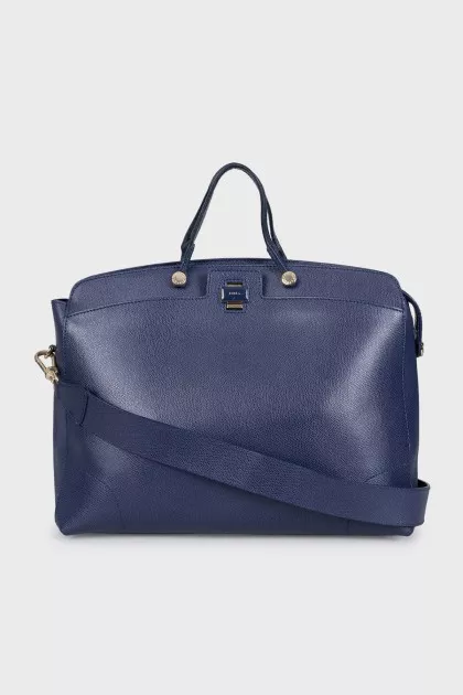 Leather tote with gold hardware