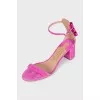 Pink suede sandals with decoration