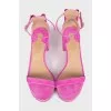 Pink suede sandals with decoration