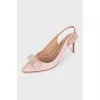 Pink patent leather slingbacks