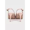 Pink patent leather slingbacks