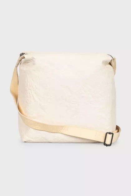 Beige leather crossbody