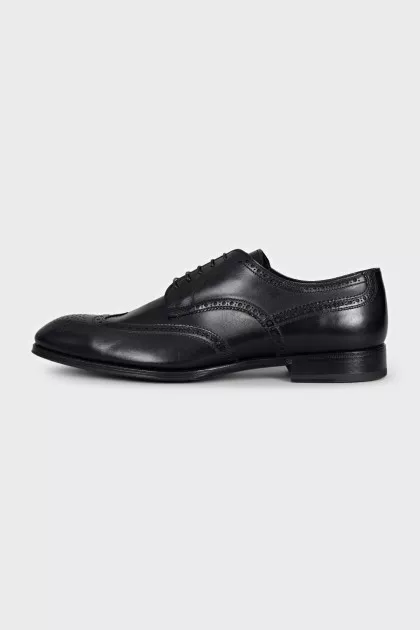 Men's black leather lace-up brogues