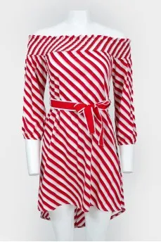 Red and white striped dress