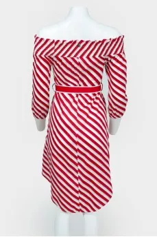 Red and white striped dress