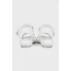 Patent leather sandals with velcro fastenings