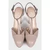 Beige leather high heels