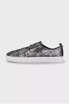 Men's silver lace-up sneakers