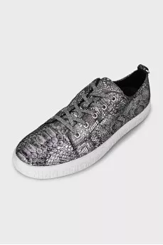 Men's silver lace-up sneakers