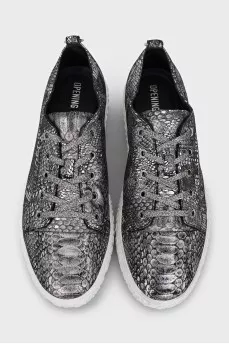 Men's silver lace-up sneakers