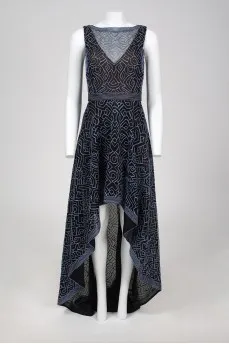 Evening dark blue dress in the floor with tag