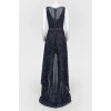 Evening dark blue dress in the floor with tag