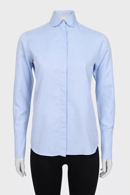 Straight-cut button-down shirt with a small print
