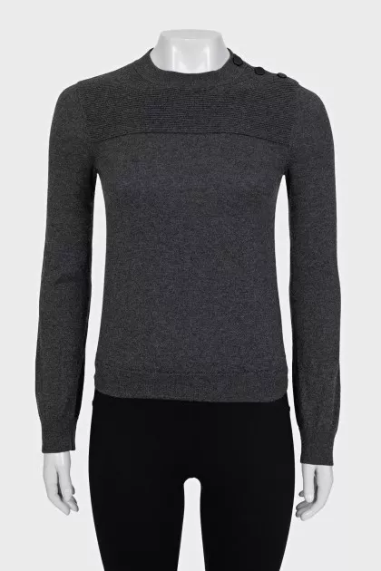 Cashmere jumper with buttons on the shoulder