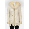 White down jacket with fur zip