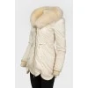 White down jacket with fur zip