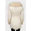 White down jacket with fur zip