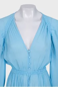 Light blue fitted dress with a V-neck