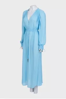 Light blue fitted dress with a V-neck