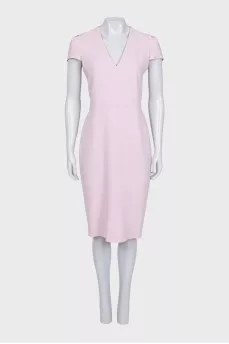 Pink business dress with short sleeves