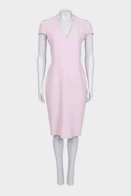 Pink business dress with short sleeves
