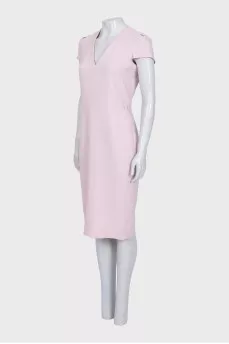 Pink business dress with short sleeves