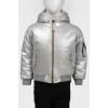 Children's silver down jacket with fur