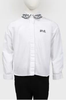 Children's white shirt with black embroidery