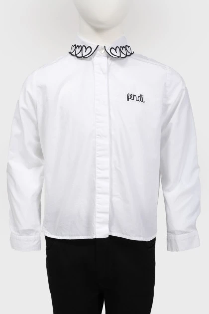 Children's white shirt with black embroidery