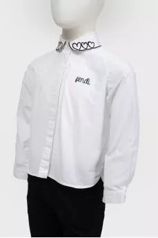 Children's white shirt with black embroidery