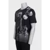 Men's gray straight t-shirt with print