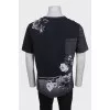 Men's gray straight t-shirt with print
