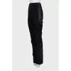 High-waisted jeans with leather inserts