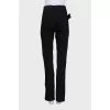 High-waisted jeans with leather inserts