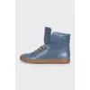 Blue leather high-top sneakers